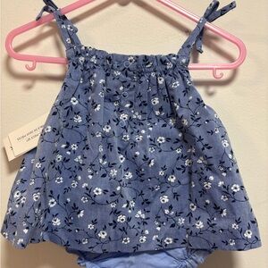 Floral Blue Baby Dress with Bloomers